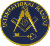 International Masons Blue House Symbol Round Car Emblem [Navy Blue]