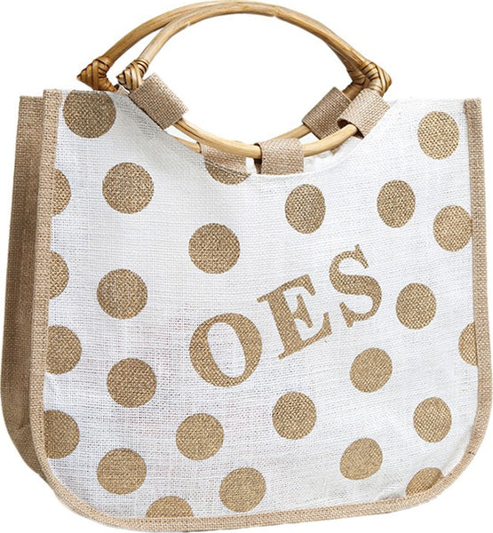 Eastern Star Polka Dot Jute Bag [Gold/White]