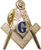 Mason 3D Symbol Lapel Pin [Gold/Navy Blue]