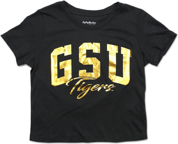 Big Boy Grambling State Tigers Foil Cropped Ladies Tee [Black]