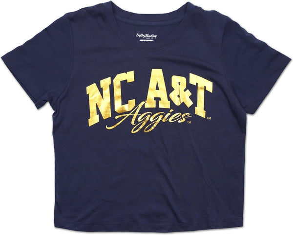 Big Boy North Carolina A&T Aggies Foil Cropped Ladies Tee [Navy Blue]