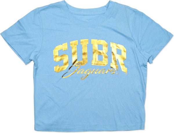 Big Boy Southern Jaguars Foil Cropped Ladies Tee [Sky Blue]