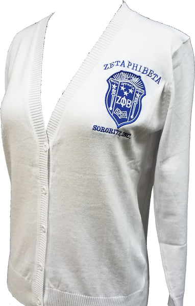 Buffalo Dallas Zeta Phi Beta Classic Cardigan [Button Down - White]
