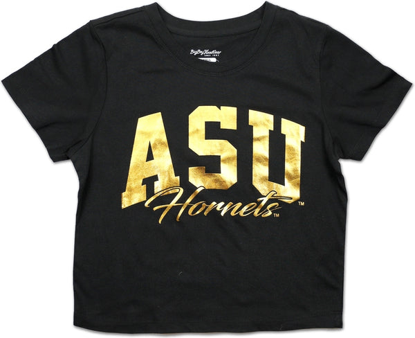 Big Boy Alabama State Hornets Foil Cropped Ladies Tee [Black]