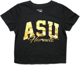Big Boy Alabama State Hornets Foil Cropped Ladies Tee [Black]