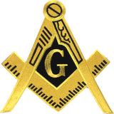 Mason Symbol Cut-Out Embroidered Iron-On Patch [Gold/Black]