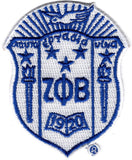Zeta Phi Beta Crest Embroidered Iron-On Patch [White]