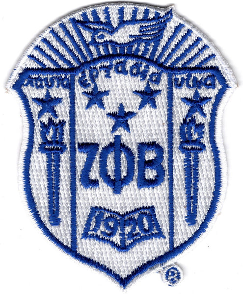 Zeta Phi Beta Crest Embroidered Iron-On Patch [White]
