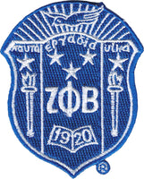 Zeta Phi Beta Crest Embroidered Iron-On Patch [Blue]