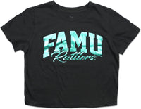 Big Boy Florida A&M Rattlers Foil Cropped Ladies Tee [Black]