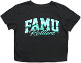 Big Boy Florida A&M Rattlers Foil Cropped Ladies Tee [Black]