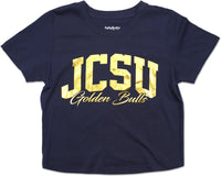 Big Boy Johnson C. Smith Golden Bulls Foil Cropped Ladies Tee [Navy Blue]