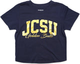 Big Boy Johnson C. Smith Golden Bulls Foil Cropped Ladies Tee [Navy Blue]