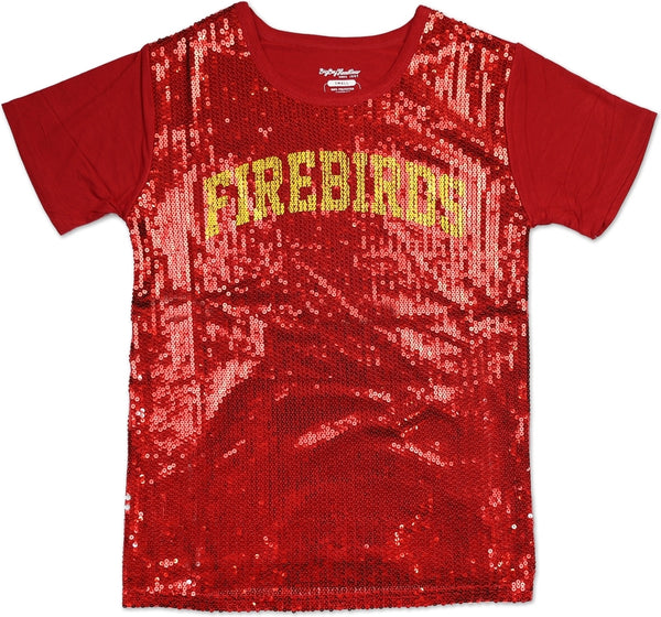 Big Boy District of Columbia Firebirds S3 Ladies Sequins Tee [Crimson Red]