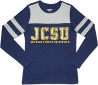 Big Boy Johnson C. Smith Golden Bulls Ladies Long Sleeve Tee [Navy Blue]