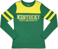 Big Boy Kentucky State Thorobreds Ladies Long Sleeve Tee [Green]