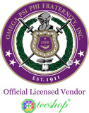 Omega Psi Phi Armor Escutcheon Shield Iron-On Patch [Multi-Colored]