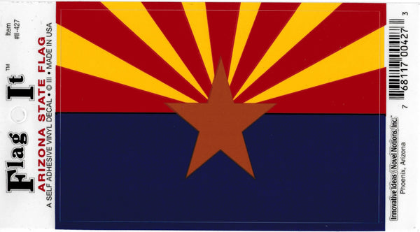 Innovative Ideas Flag It Arizona State Flag Self Adhesive Vinyl Decal [Pre-Pack - Blue/Red/Gold - 3.25" x 4.75"]