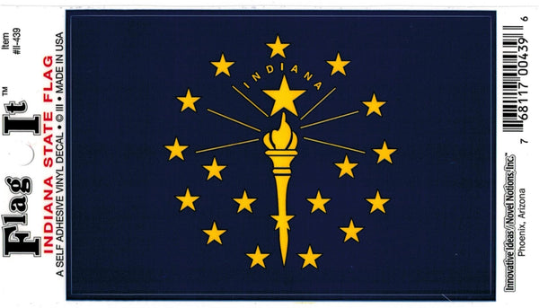 Innovative Ideas Flag It Indiana State Flag Self Adhesive Vinyl Decal [Pre-Pack - Blue - 3.25" x 4.75"]