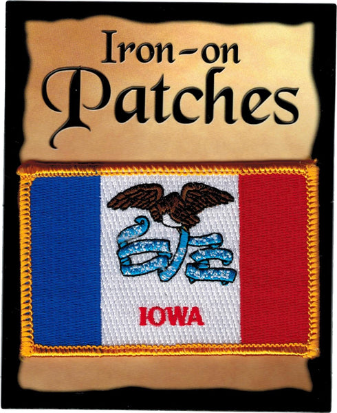 Innovative Ideas Flag It Iowa State Flag Iron-On Patch [Pre-Pack - Blue/White/Red - 2.25" x 3.5"]