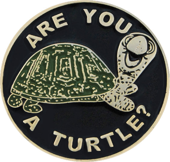 Shriner Are You A Turtle Symbol Round Lapel Pin [Gold]