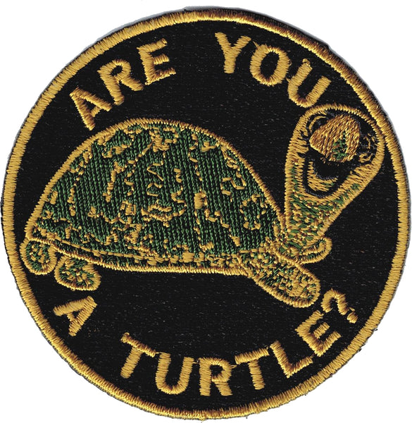 Shriner Are You A Turtle? Symbol Round Iron-On Patch [Black]