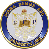 Sigma Gamma Rho 3D Crest Round Car Badge Emblem [Gold/White - 2.75"]