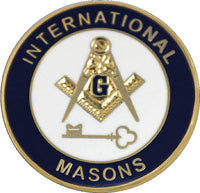 International Masons Key Symbol Round Lapel Pin [Gold - 1"]