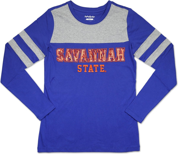 Big Boy Savannah State Tigers Ladies Long Sleeve Tee [Royal Blue]