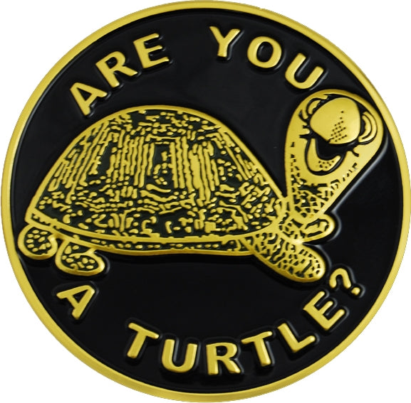 Shriner Are You A Turtle? Symbol Round Car Emblem [Gold]