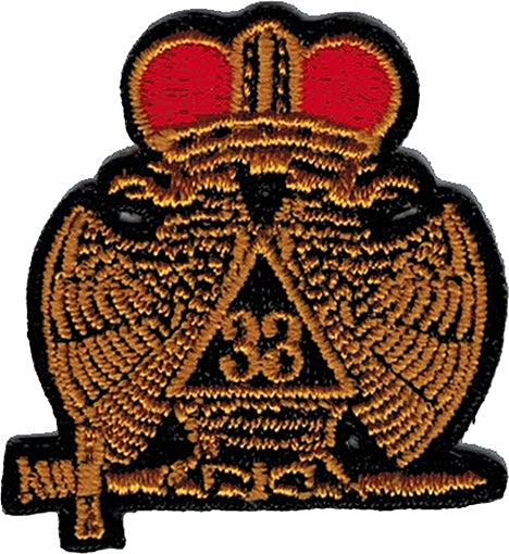 33rd Degree Mason Wings Down Iron-On Patch [Black]