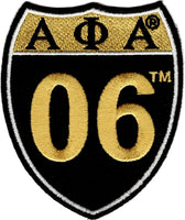 Alpha Phi Alpha 06 Shield Sign Iron-On Patch [Black - 3.5"T x 2.875"W]