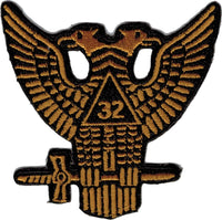 Scottish Rite 32nd Degree Wings Up Iron-On Patch [Gold]