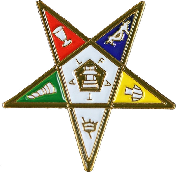 Order of the Eastern Star Pentagram Up Lapel Pin [Gold - 1"]
