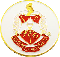 Delta Sigma Theta Crest Classic Round Car Badge [White - 2.75"]