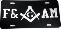 Mason Symbol F&AM Mirror License Plate [Black/Silver]