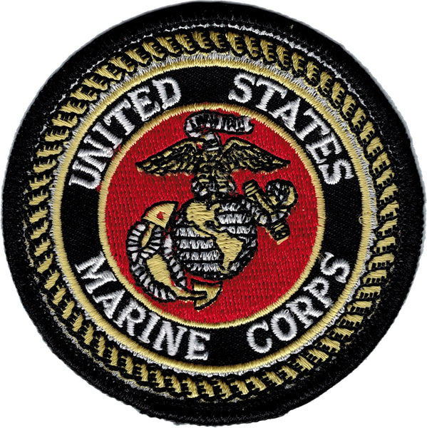 Eagle Crest United States Marine Corps Seal Basic Round Iron-On Patch [Pre-Pack - Black - 3"]