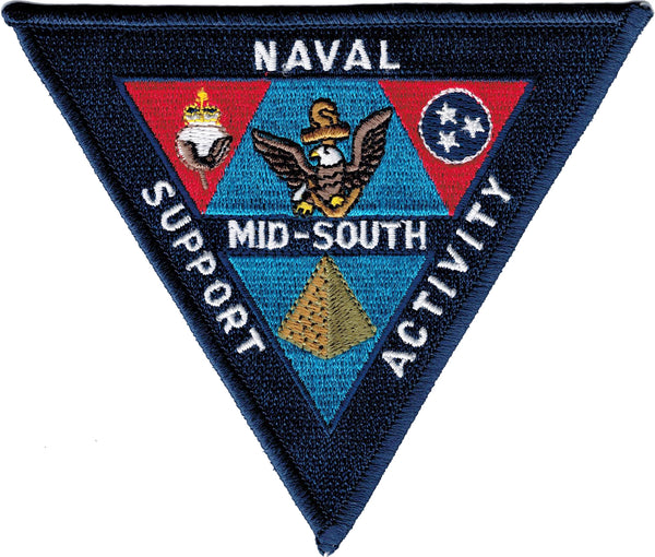 Eagle Crest Naval Support Activity Mid-South Iron-On Patch [Pre-Pack - Navy Blue - 4.5"]