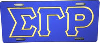 Sigma Gamma Rho Outline Mirror License Plate [Blue/Blue/Gold]