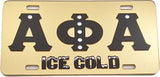 Alpha Phi Alpha Ice Cold Pearls Mirror License Plate [Gold/Black - Car or Truck]