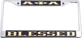 Alpha Phi Alpha Blessed License Plate Frame [Silver Standard Frame - Black/Gold]