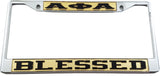 Alpha Phi Alpha Blessed License Plate Frame [Silver Standard Frame - Gold/Black]