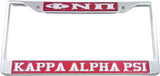 Kappa Alpha Psi Phi Nu Phi License Plate Frame [Silver Standard Frame - Red/Silver]