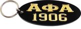 Alpha Phi Alpha 1906 Oval Keyring Mirror Key Chain [Black/Gold - 3.5" x 1.5"]