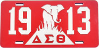 Delta Sigma Theta 1913 Elephant Burning Sands Mirror License Plate [Red/Silver - Car or Truck]