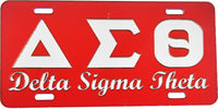 Delta Sigma Theta Script Mirror License Plate [Red/Silver]