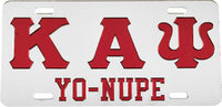 Kappa Alpha Psi Yo-Nupe Mirror License Plate [Silver/Red]