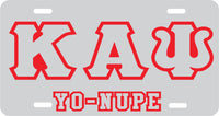Kappa Alpha Psi Yo-Nupe Outline Mirror License Plate [Silver/Silver/Red]
