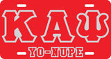 Kappa Alpha Psi Yo-Nupe Outline Mirror License Plate [Red/Red/Silver]