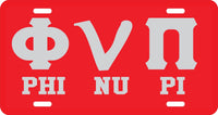 Kappa Alpha Psi Phi Nu Pi Script Mirror License Plate [Red/Silver]